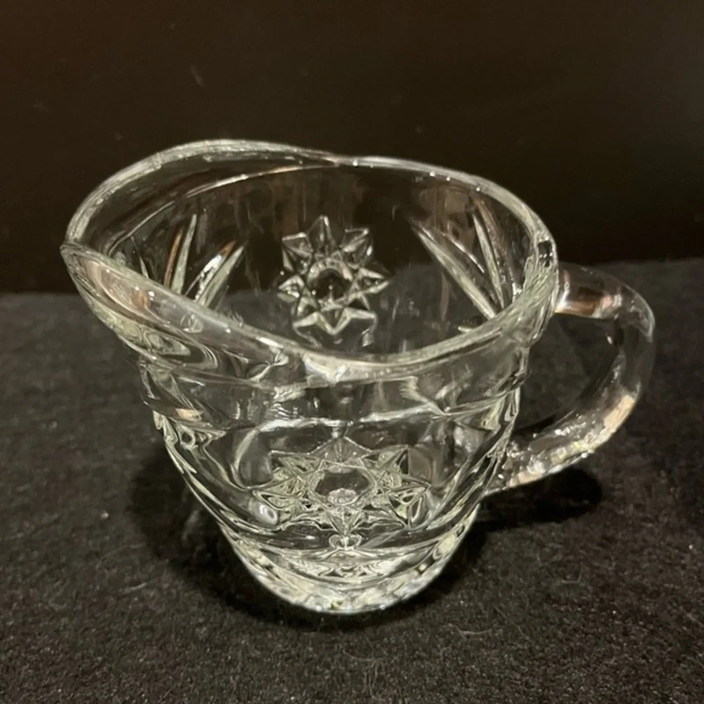 Vintage Anchor Hocking Prescut Clear Star of David pattern creamer pitcher